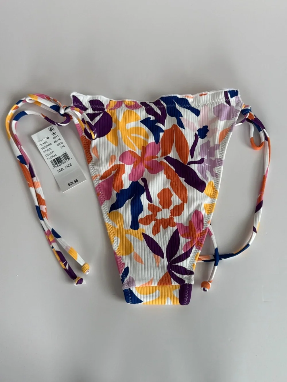 PacSun Floral Ribbed Side-Tie Bikini Bottom S NWT
